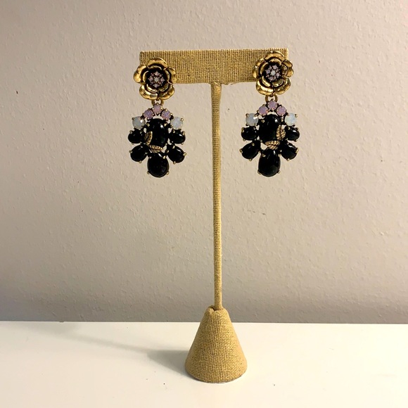 Chloe + Isabel Iridescent Crystal and Opal Drop Earrings w/ Brass Flower Design - Picture 2 of 8